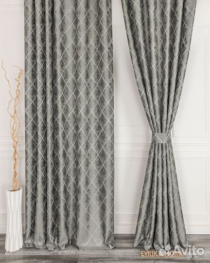 Комплект портьер жаккард Леман Стальной шторы