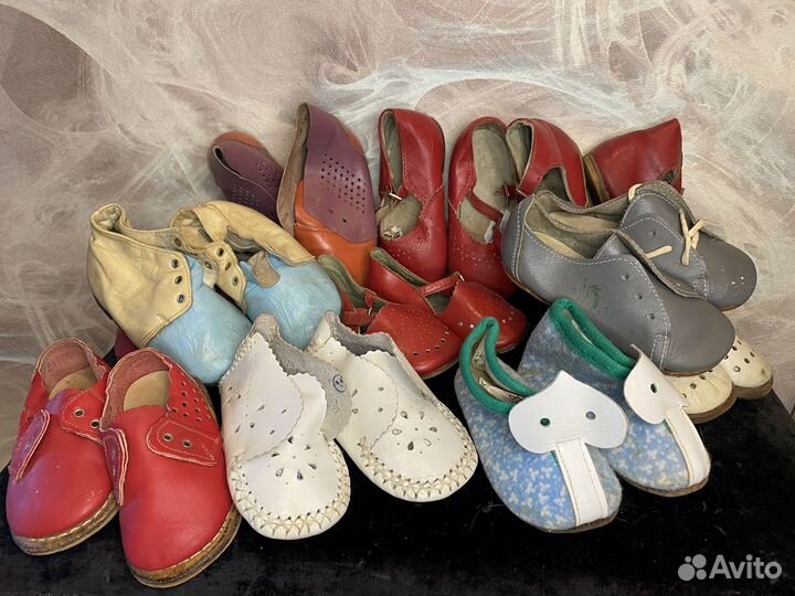 Винтажная детская кожаная обувь СССР. лотом