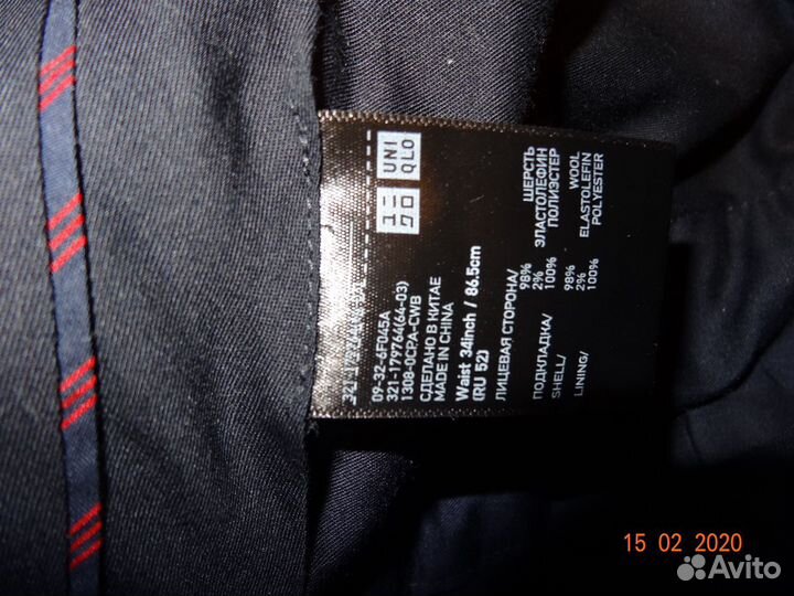 Uniqlo/Premium (Япония) Новые Брюки Wool W34/L34