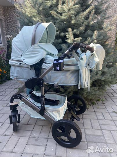 Коляска 2 в1 Люксмам 555 W (нежная мята )