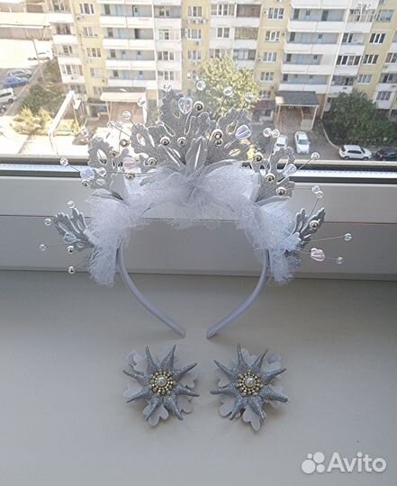 Новогодний ободок снежинки, заколки