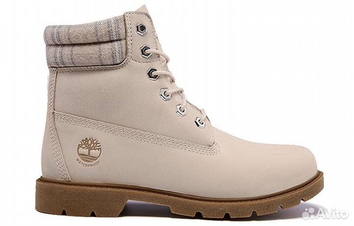 Timberland Lindon Woods 6 Inch Waterproof Boot 'Beige Nubuck And Printed Collar' Women's (38,5)