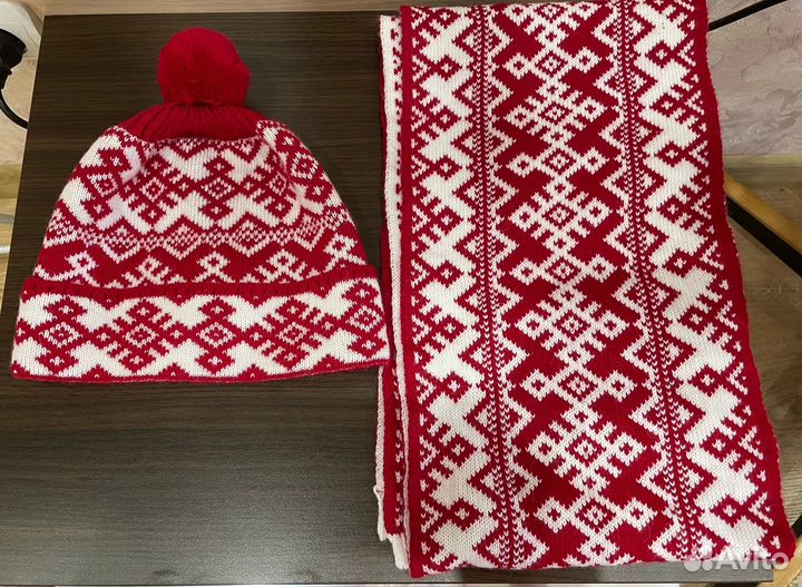 Комплект шапка и шарф коми символика Югыд-Арт