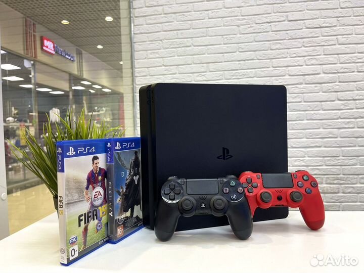 Sony PS4 Slim + диски + джостик