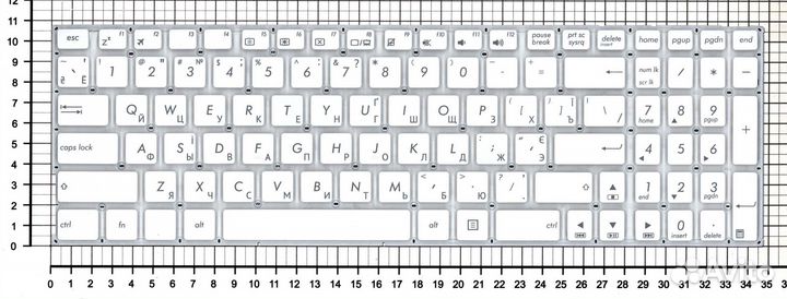 Клавиатура для Asus X756 без рамки плоский Enter