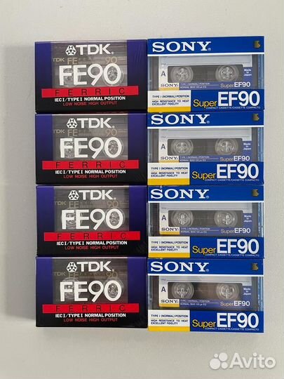Аудиокассеты Sony Super EF 90 и TDK FE 90 новые