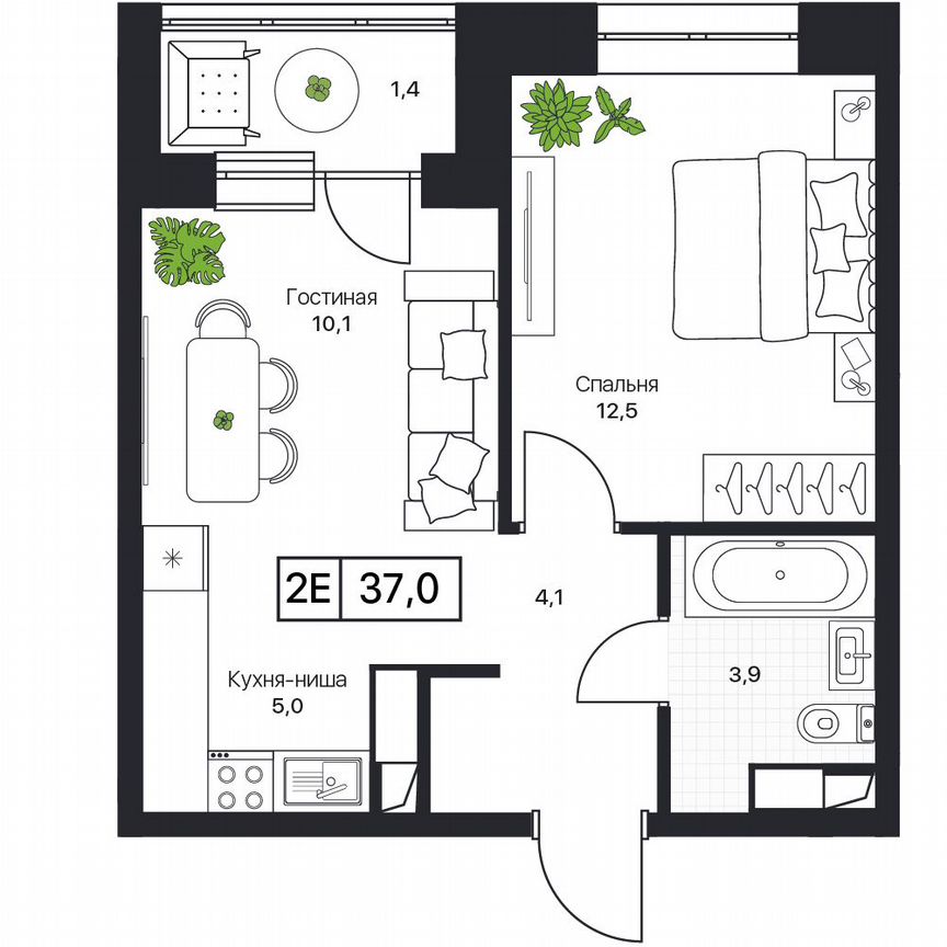 2-к. квартира, 37 м², 3/17 эт.