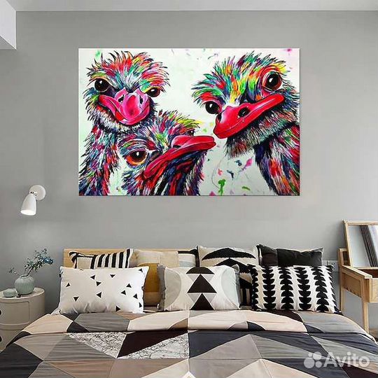 Картина маслом Семья страусов