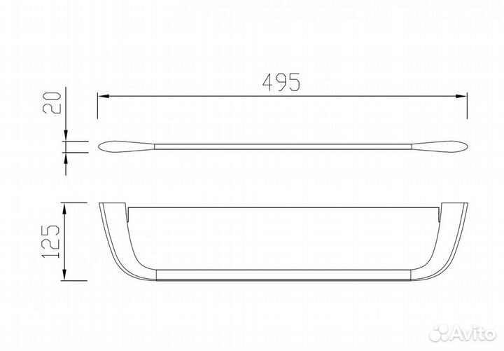 Полка стеклянная abber Nord AA1555B черная матовая