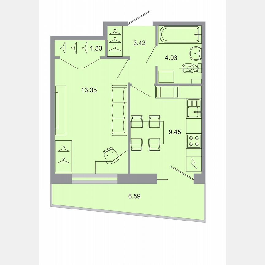 1-к. квартира, 32,8 м², 9/15 эт.
