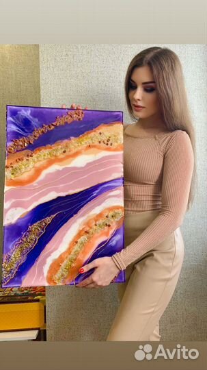 Картина эпоксидная смола и камни