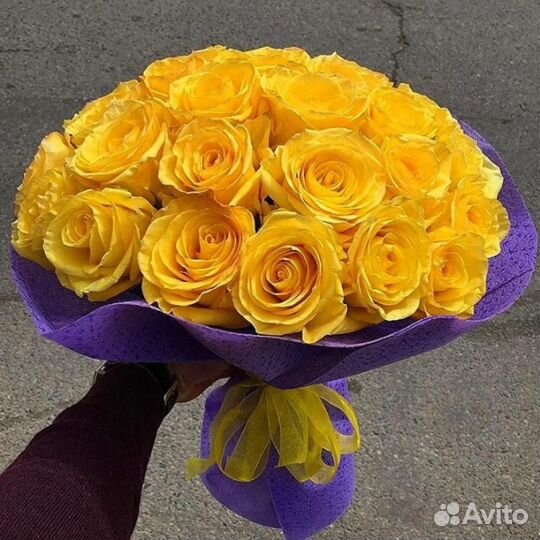 Букет желтых роз, Эквадор, 50см 33 шт