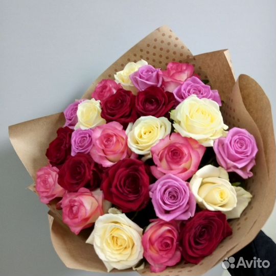 Букет роз микс 25шт. Доставляем свежие букеты