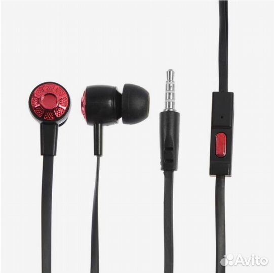 Наушники провод., вакуумные, микр., плоский провод