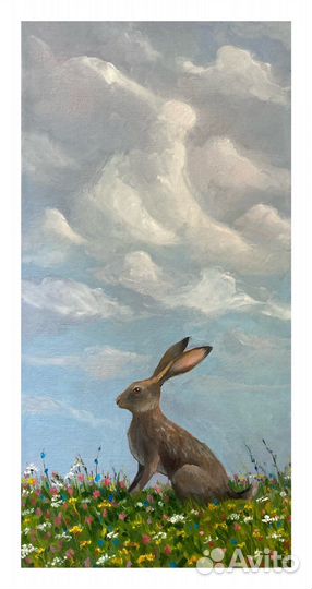 Картина маслом зайчик авторская