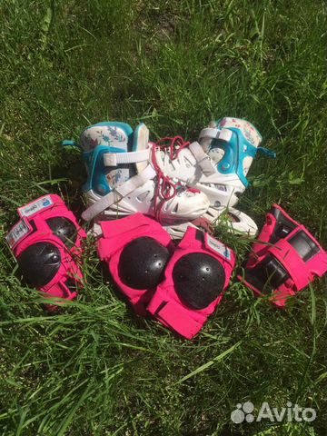Коньки роликовые+защита