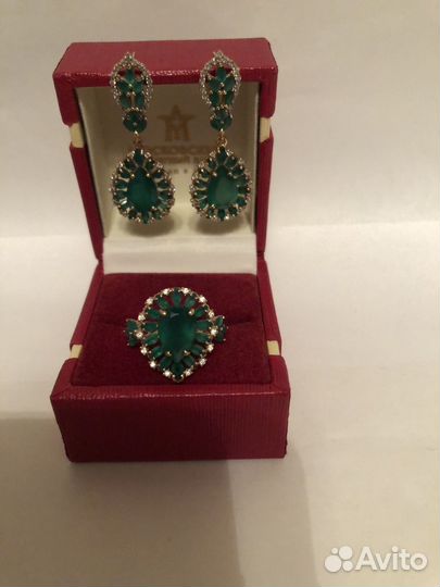 Комплект серьги и кольцо 585 пробы