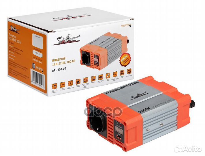 Инвертор 12В-220В, 300 Вт (API-200-02) API20002
