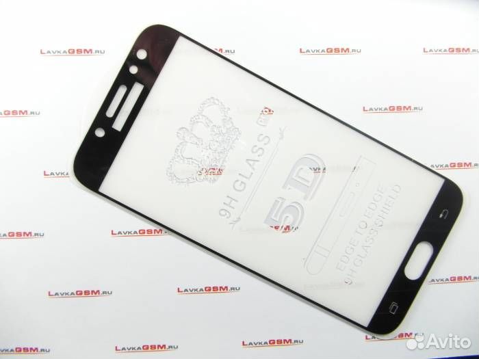 Защитное стекло для Samsung J7 (2017) J730F Черное