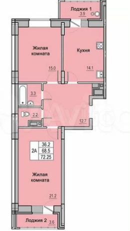 2-к. квартира, 72,2 м², 5/12 эт.