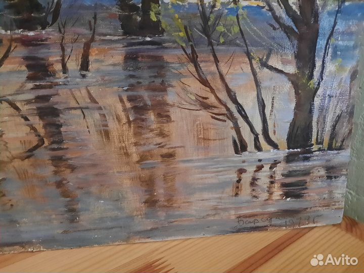 Картина картон масло пейзаж 1979 год