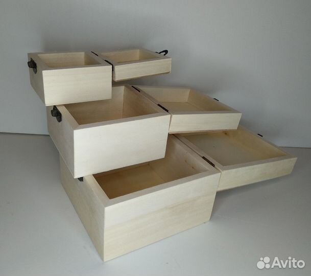 Шкатулки для декора деревянные, набор из 3-х шт