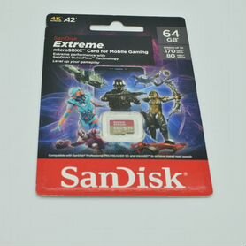 Карта памяти SanDisk Extreme microsdxc 64гб 170/80