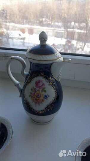 Кофейный сервиз Volkstedt Echt Kobalt, GDR