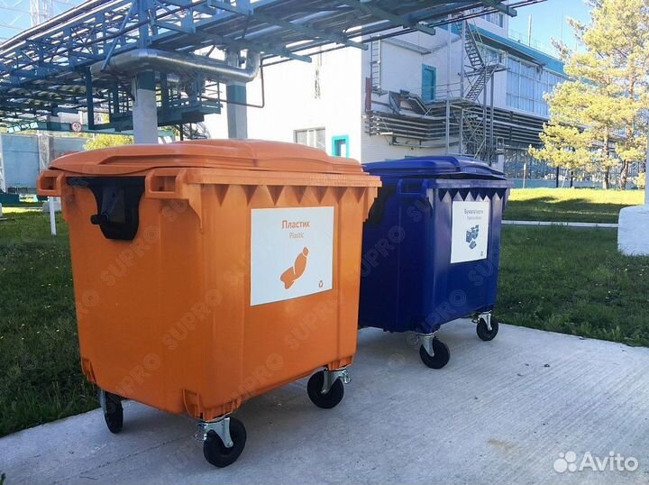 Пластиковый мусорный бак 1100л Ш2302