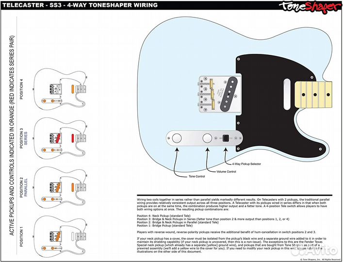 Темброблок для электрогитары / набор электроники