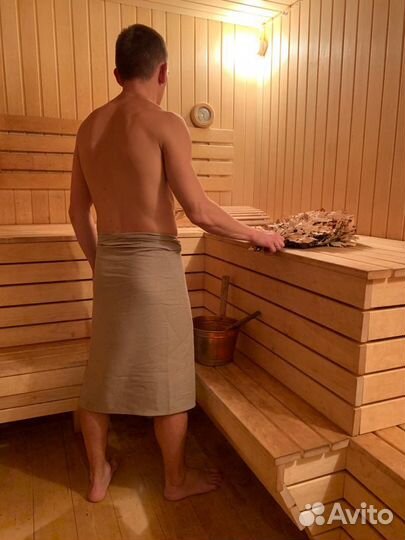 Льняная банная простынь