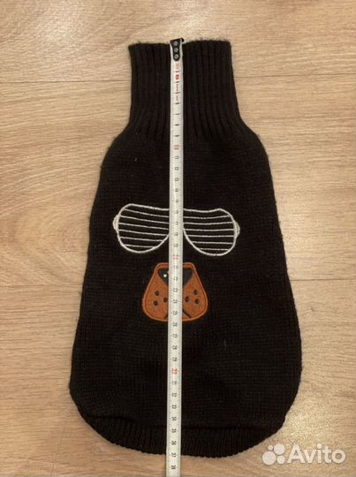 Жилетка Свитер для собак вязаный черный 37см р-р S