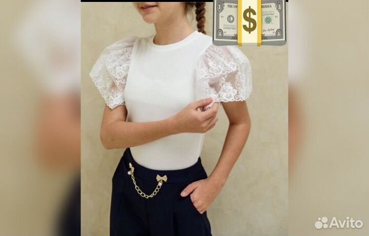 Блузка школьная с коротким рукавом для девочки