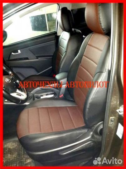 Чехлы Автопилот Kia Sportage 3 из экокожи чёр-шок