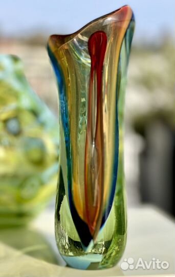 Чешское цветное стекло Ваза