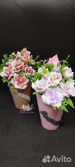 Букеты из мыла розы тюльпаны