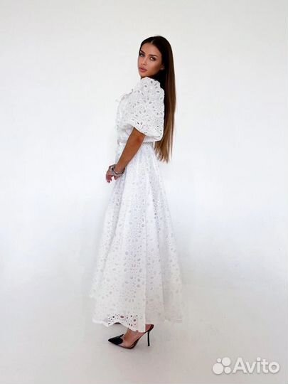 Платье белое шитье 44 46 кружевное
