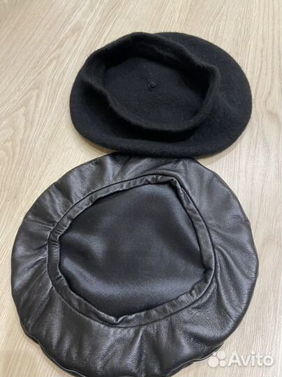 Берет кожаный и шерстяной