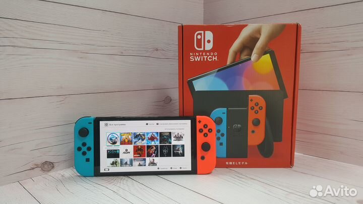 Nintendo Switch Oled Красно-Синяя + Чип + 512Gb