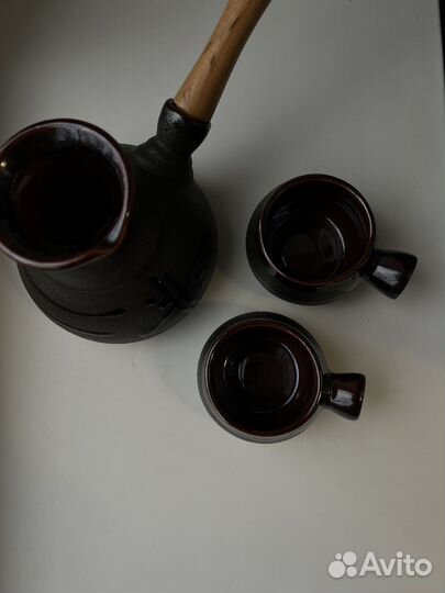 Глиняная турка с чашечками в подарок 350мл