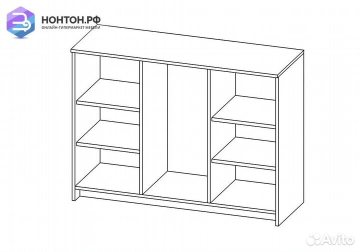 Комод с дверцами Сириус со стеклом и 3 ящиками дуб