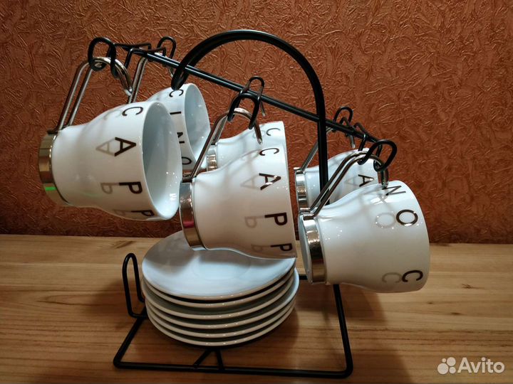 Кофейный сервиз на подставке новый