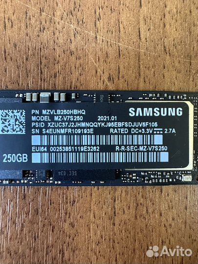 SSD samsung 970 EVO plus 250GB