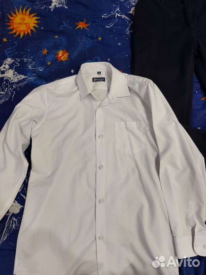 Белая рубашка на мальчика ромт 152 158