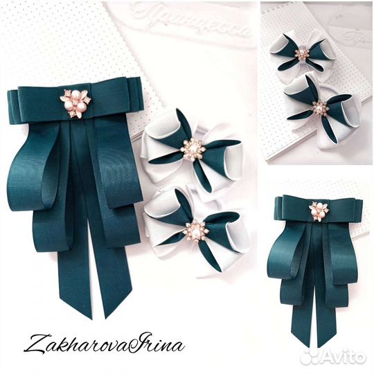 Галстук и бантики для волос комплект