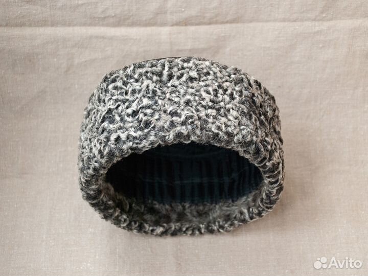 Мужская каракулевая шапка с кожаным верхом (57-58)