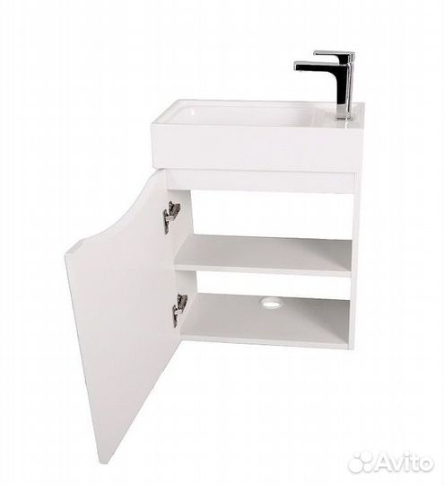 Тумба под раковину Art&Max Liberty-400-1D-SO-BL-L подвесная Белый глянец