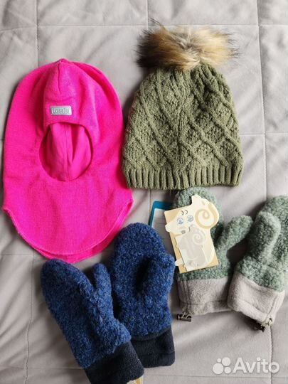 Шапка шлем lassie, варежки шерсть