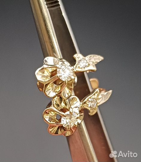 Серьги с бриллиантами,тюльпаны 583