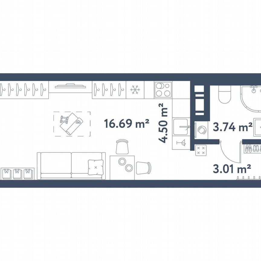 Квартира-студия, 27,9 м², 3/11 эт.